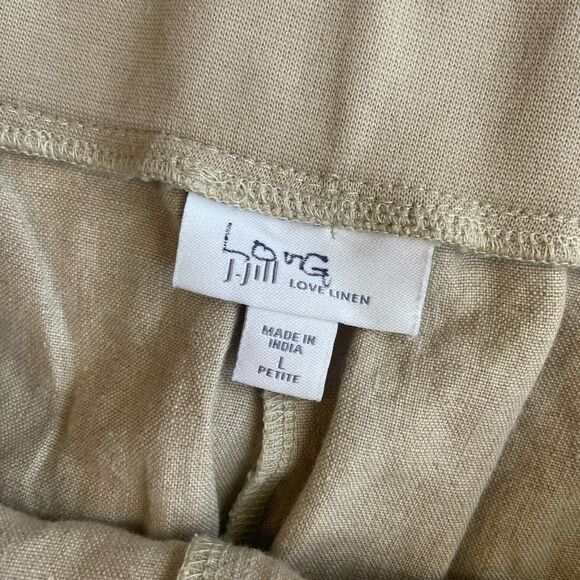 J.Jill Size L P Love Linen 100% Linen Beige Pull On Elastic Waist Pants - Picture 2 of 5